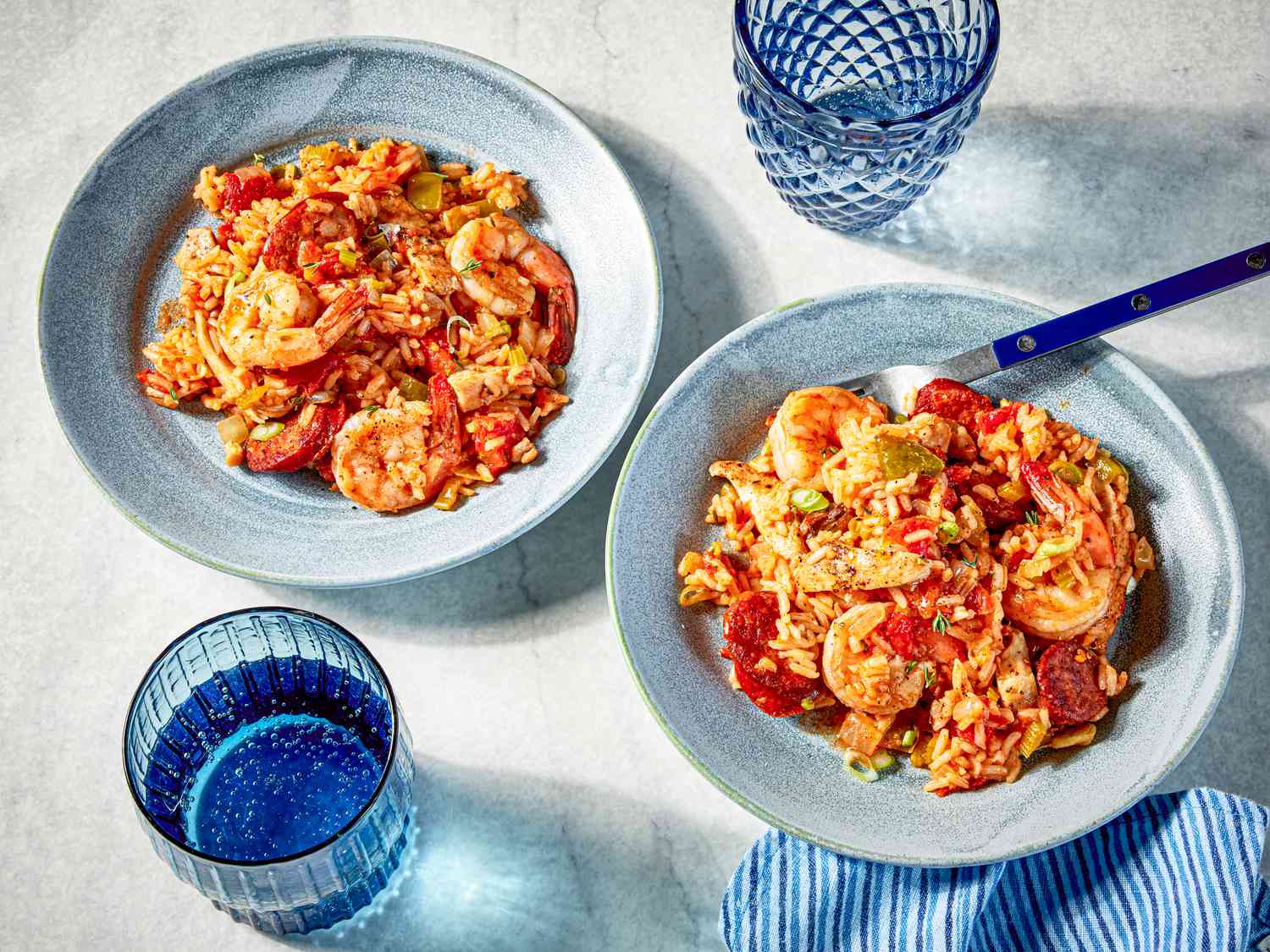 Overhead view of Creole Style Red Jambalaya