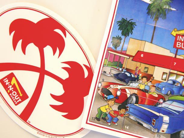 Overhead of In-N-Out stickers 