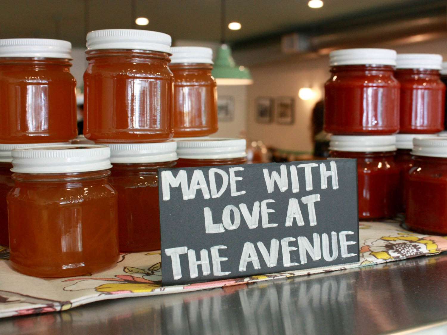 Jars of preserves at The Avenue in Philadelphia.