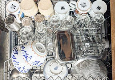 Overhead view of dishwasher