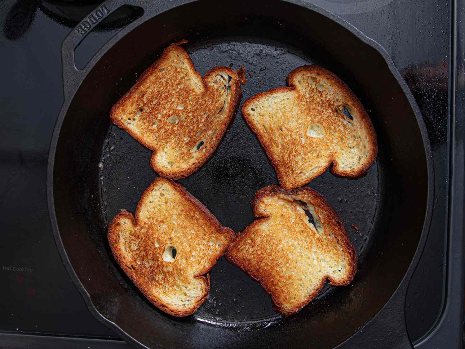 OVerhead view of bread toasting