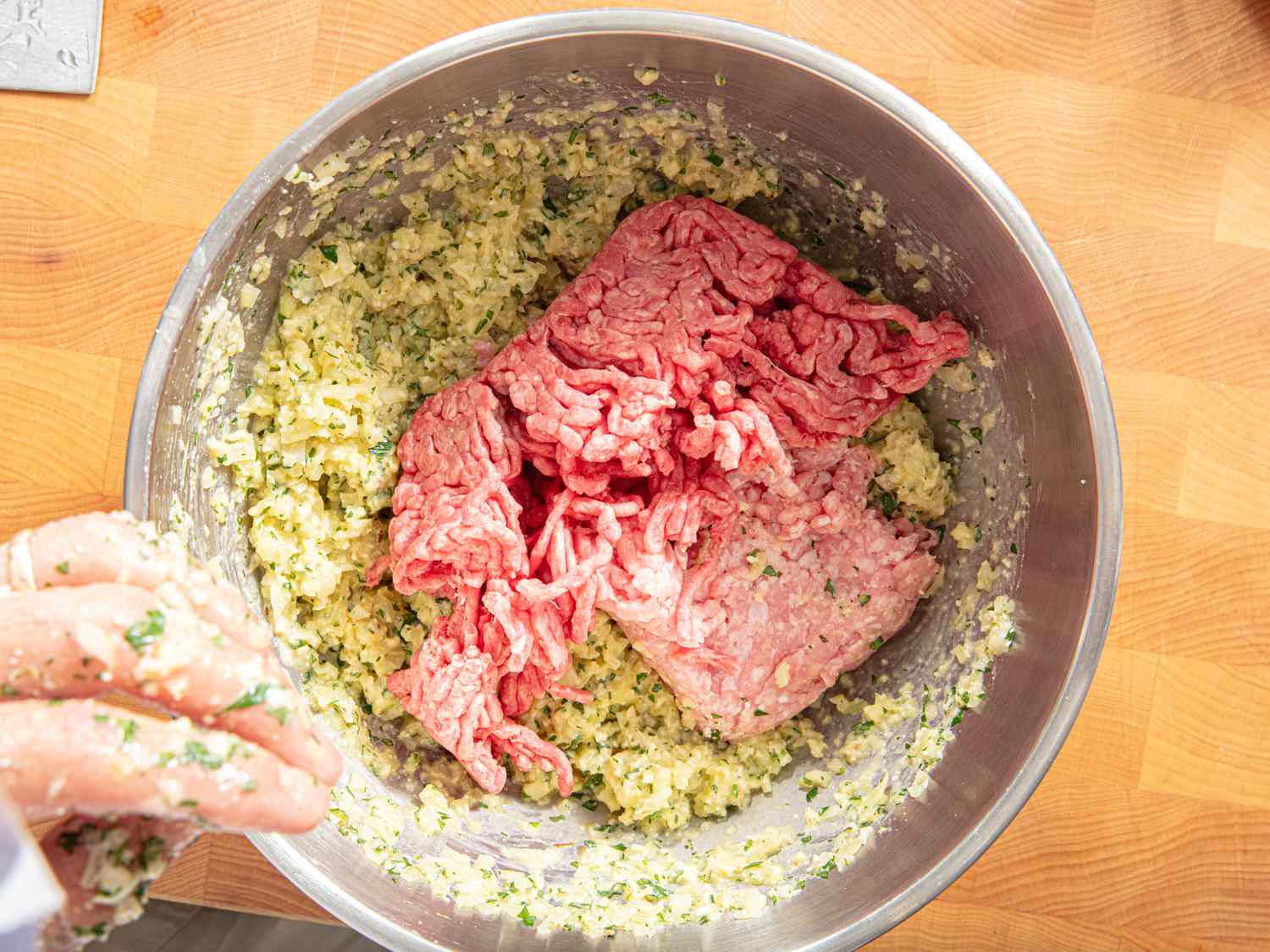 Overhead view of meat