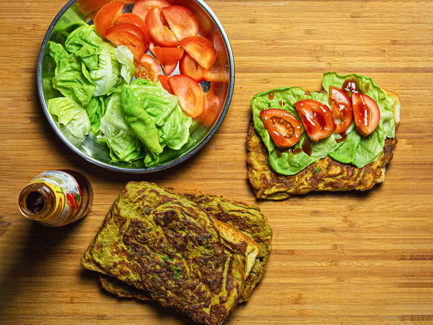 Overhead view of Roti John being assembled