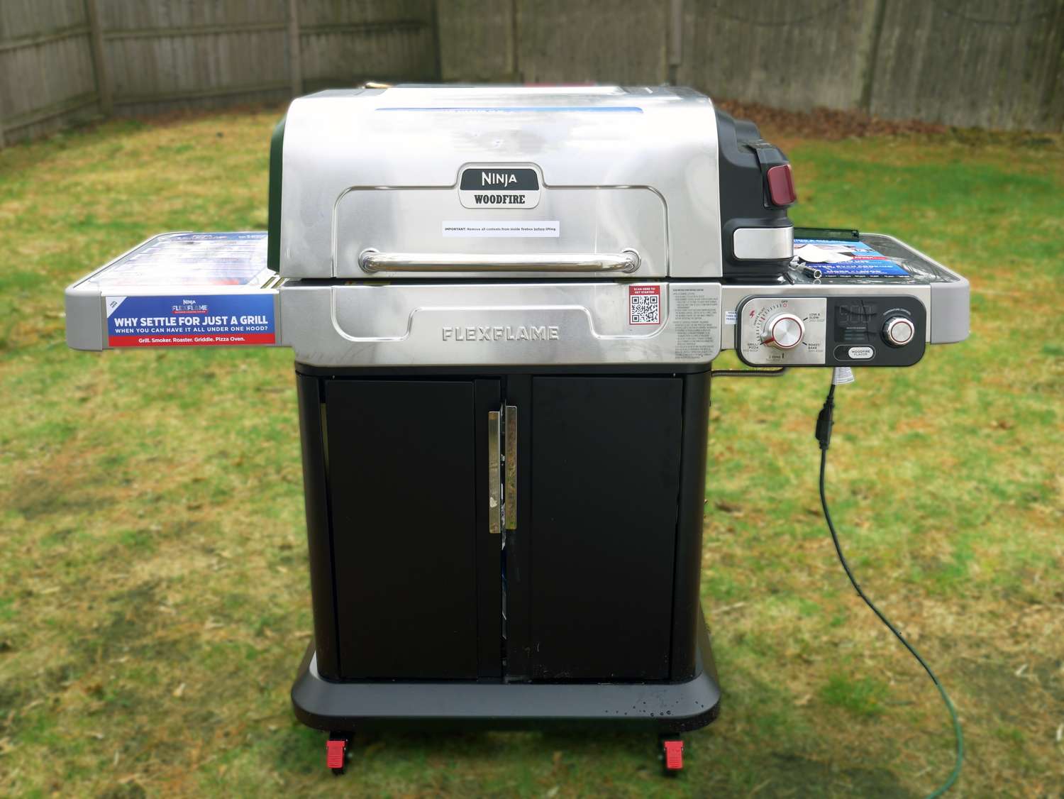 the Ninja flexflame grill in a backyard