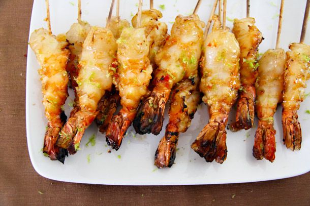 Plate of grilled shrimp