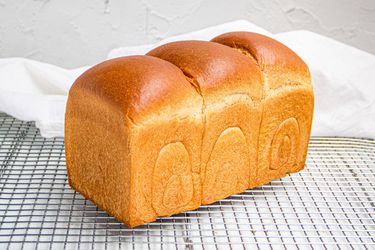 Side view of milk bread loaf