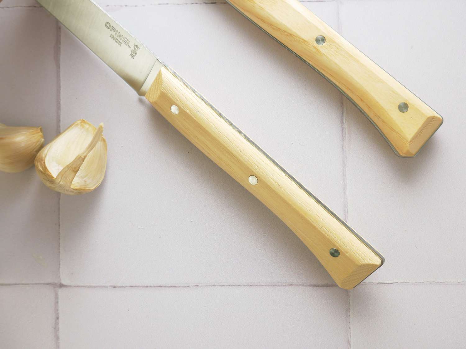 a closeup of the opinel steak knife handles