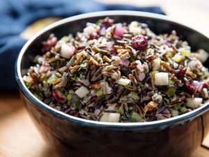 wild rice with dried cranberries, apples, and pecans side