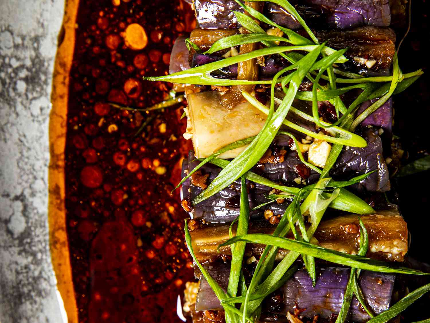 Close up of eggplant salad