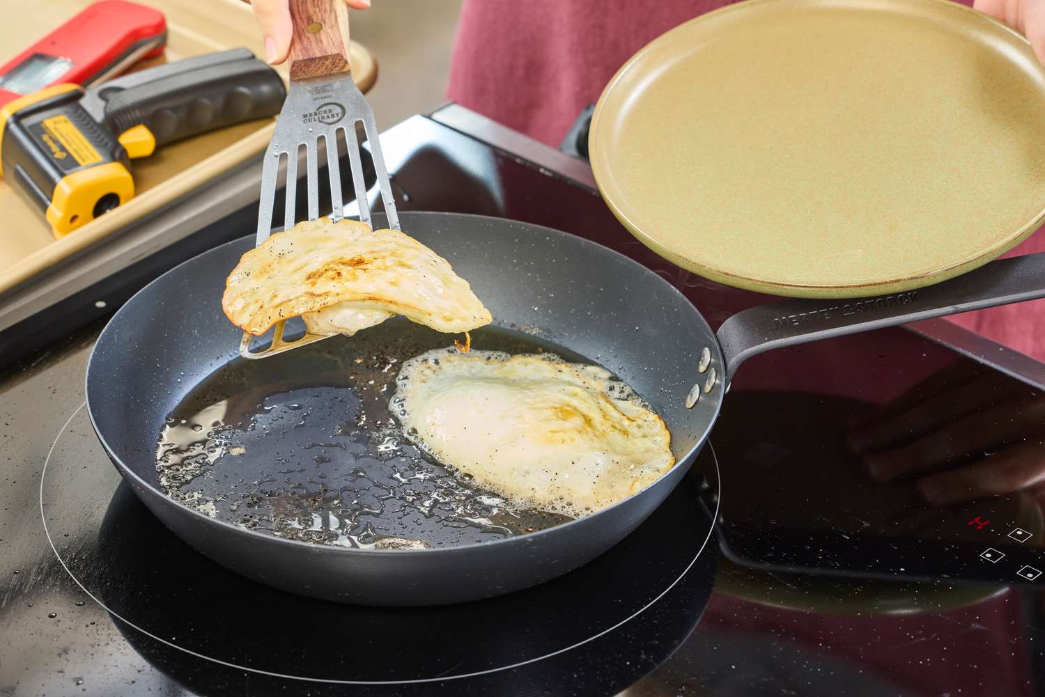 Eggs cooked in the Merten & Storck Pre-Seasoned 10-inch Carbon Steel Frying Pan