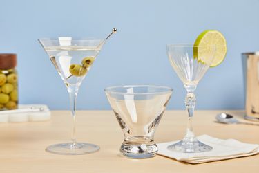 three martini glasses