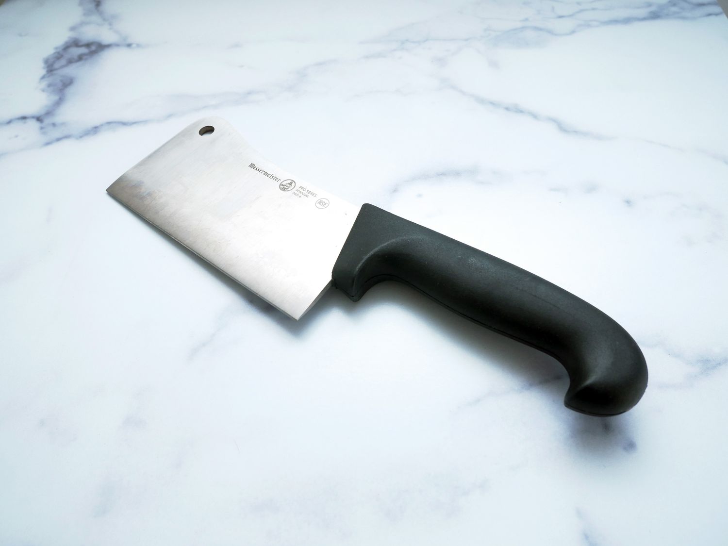 Messermeister Four Seasons Pro Series 6-Inch Heavy Meat Cleaver on marble countertop