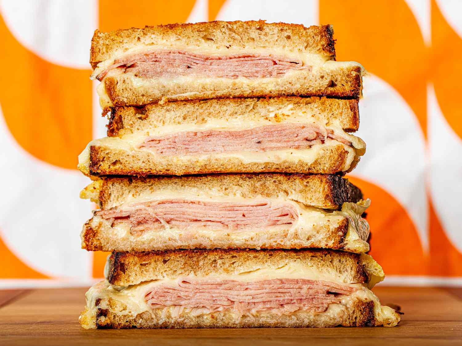 ham and cheese sandwich stacked