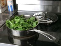spinach in a saute pan 