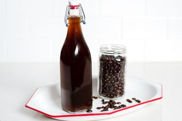 a bottle of homemade coffee liqueur