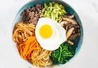 Overhead view of bibimbap