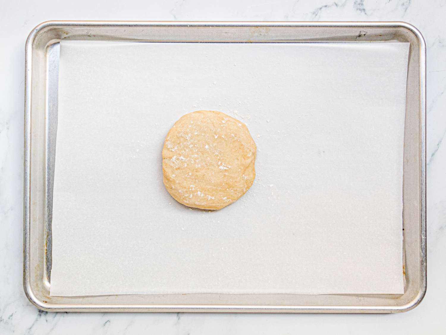 Overhead view of dough resting