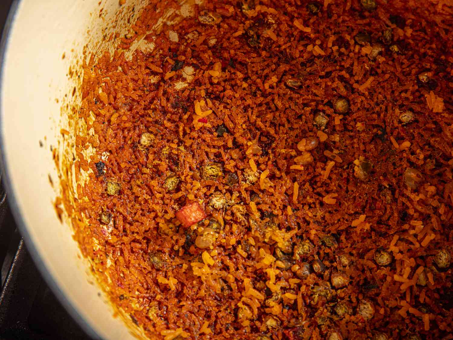 Overhead view of burnt bottom 