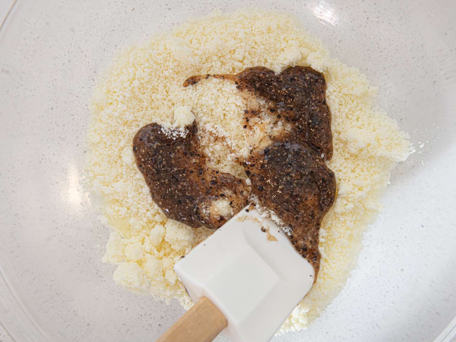 Pepper cornstarch mixture added to cheese