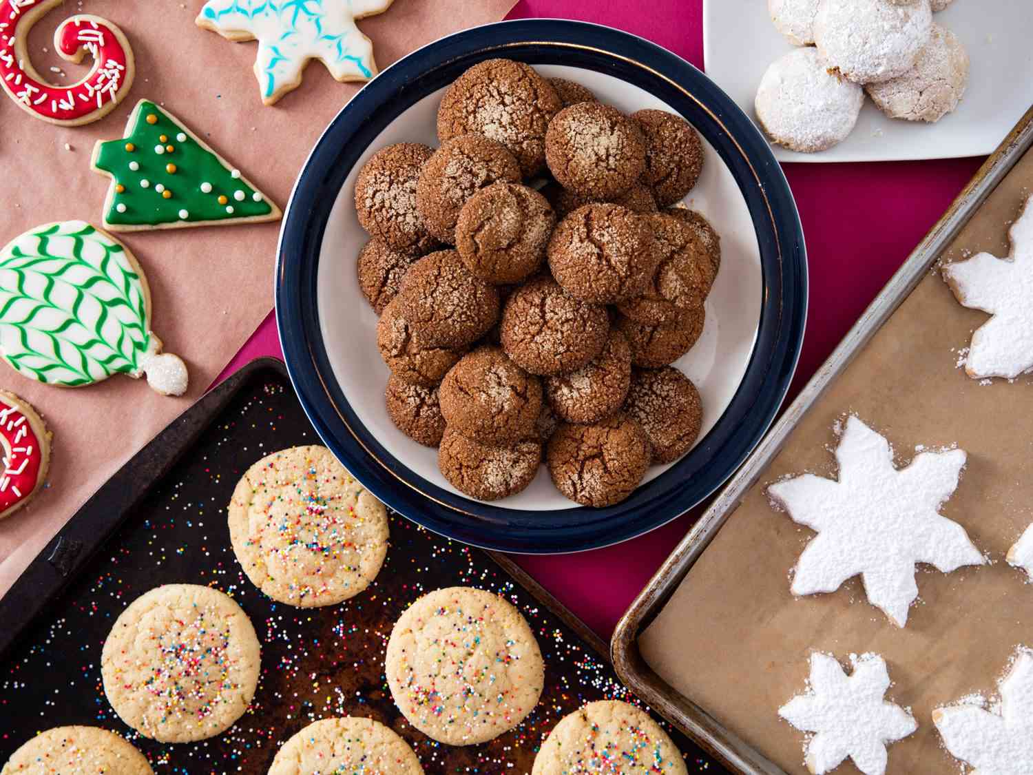 an arrangement of holiday cookies