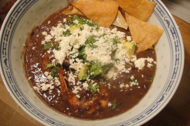 black bean soup with tortilla chips
