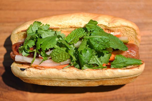 Overhead closeup of a Vietnamese-style dog