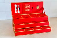 The Caviar Co 12 Days of Caviar Advent calendar opened to reveal its multi-tier structure