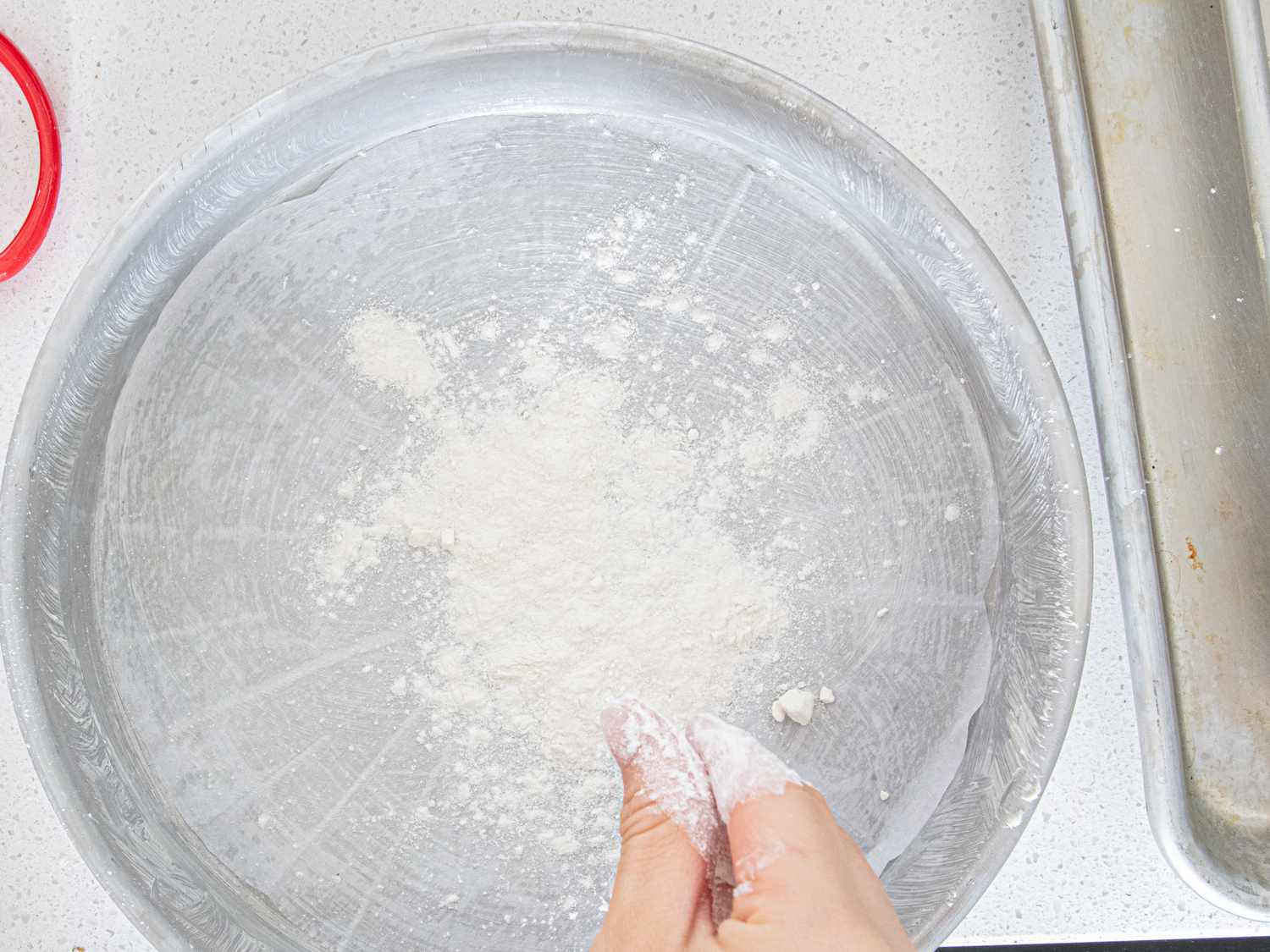 Overhead view of dusting pans