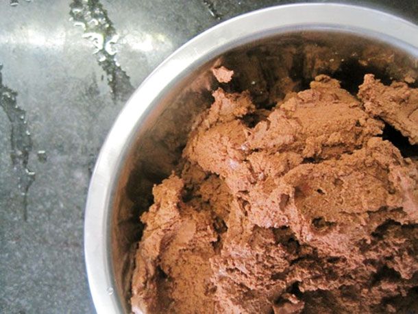 Overhead view of Herve This' chocolate "Chantilly"