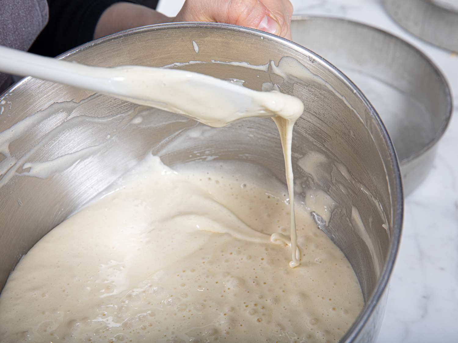 Side view of cake batter