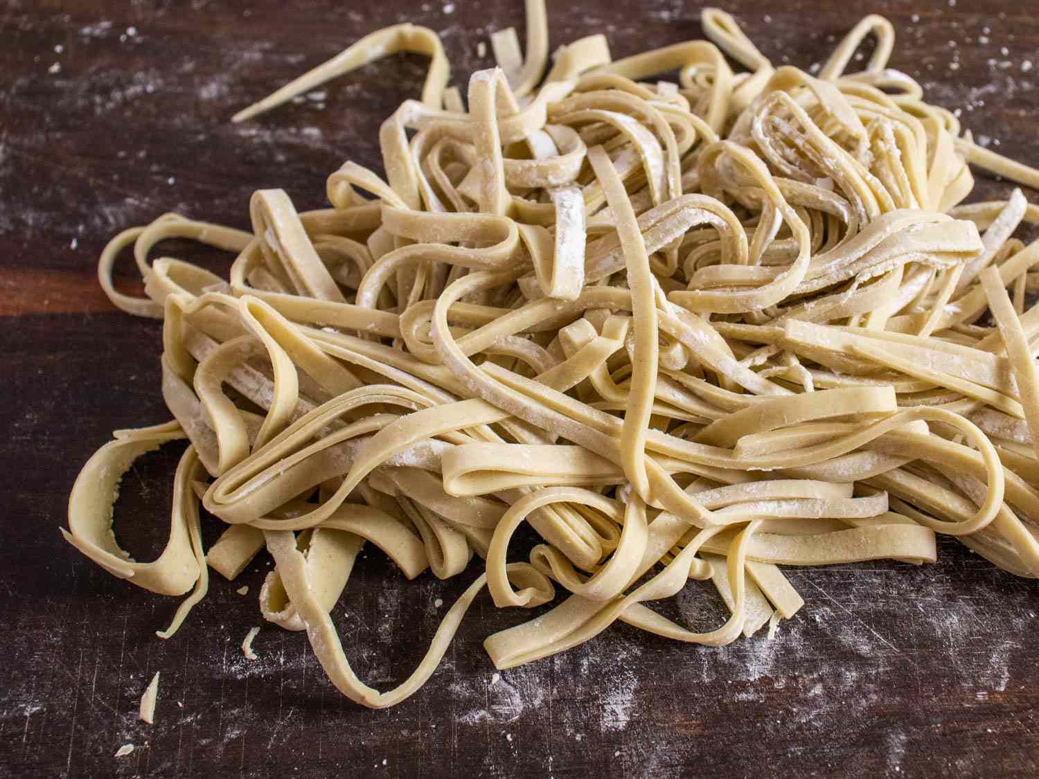 Homemade ramen noodles before hand-massaging