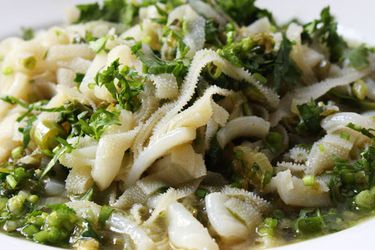 Closeup of omasum salad.