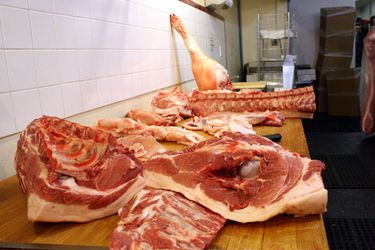 butchered pig carcass