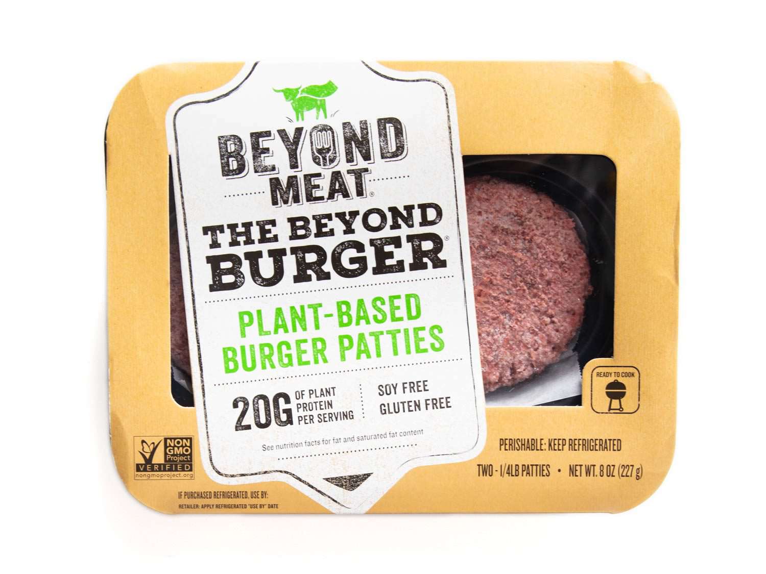 Product photo of package of Beyond Meat Burger.