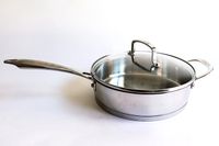 A pan from the Cuisinart Professional Series Cookware 11 Piece Set on a white Surface