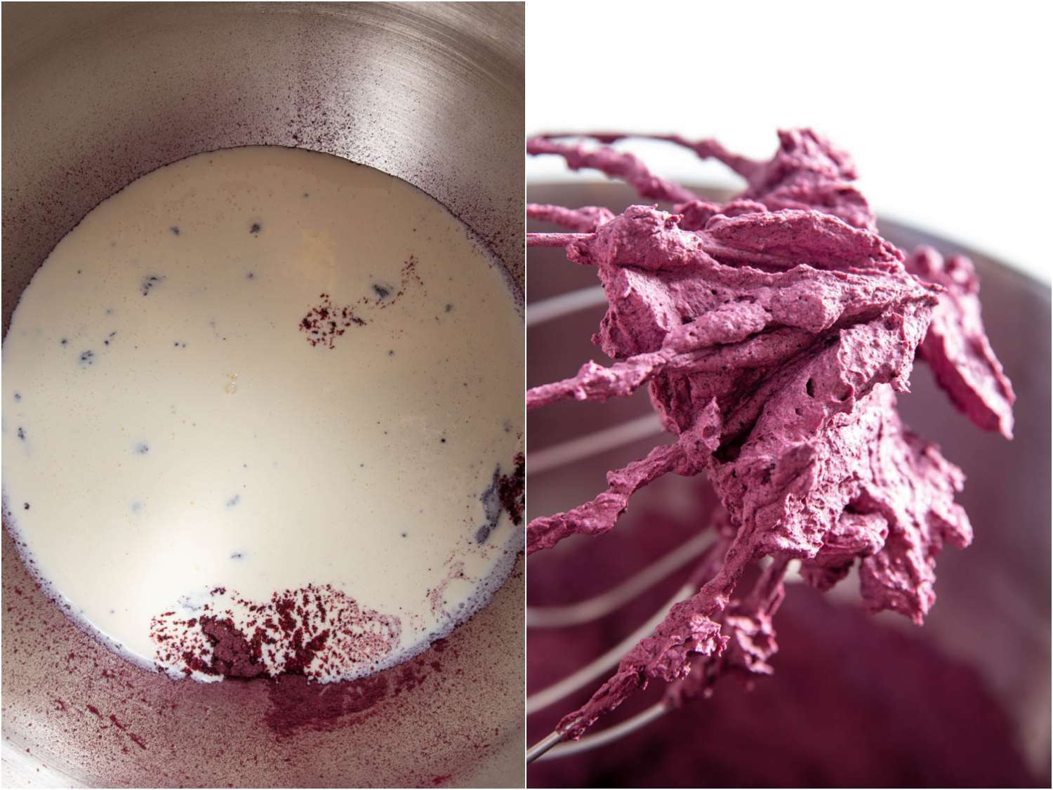 making blueberry whipped cream