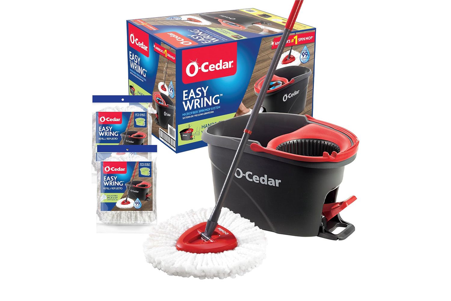 O-Cedar EasyWring Microfiber Spin Mop &amp; Bucket Floor Cleaning System