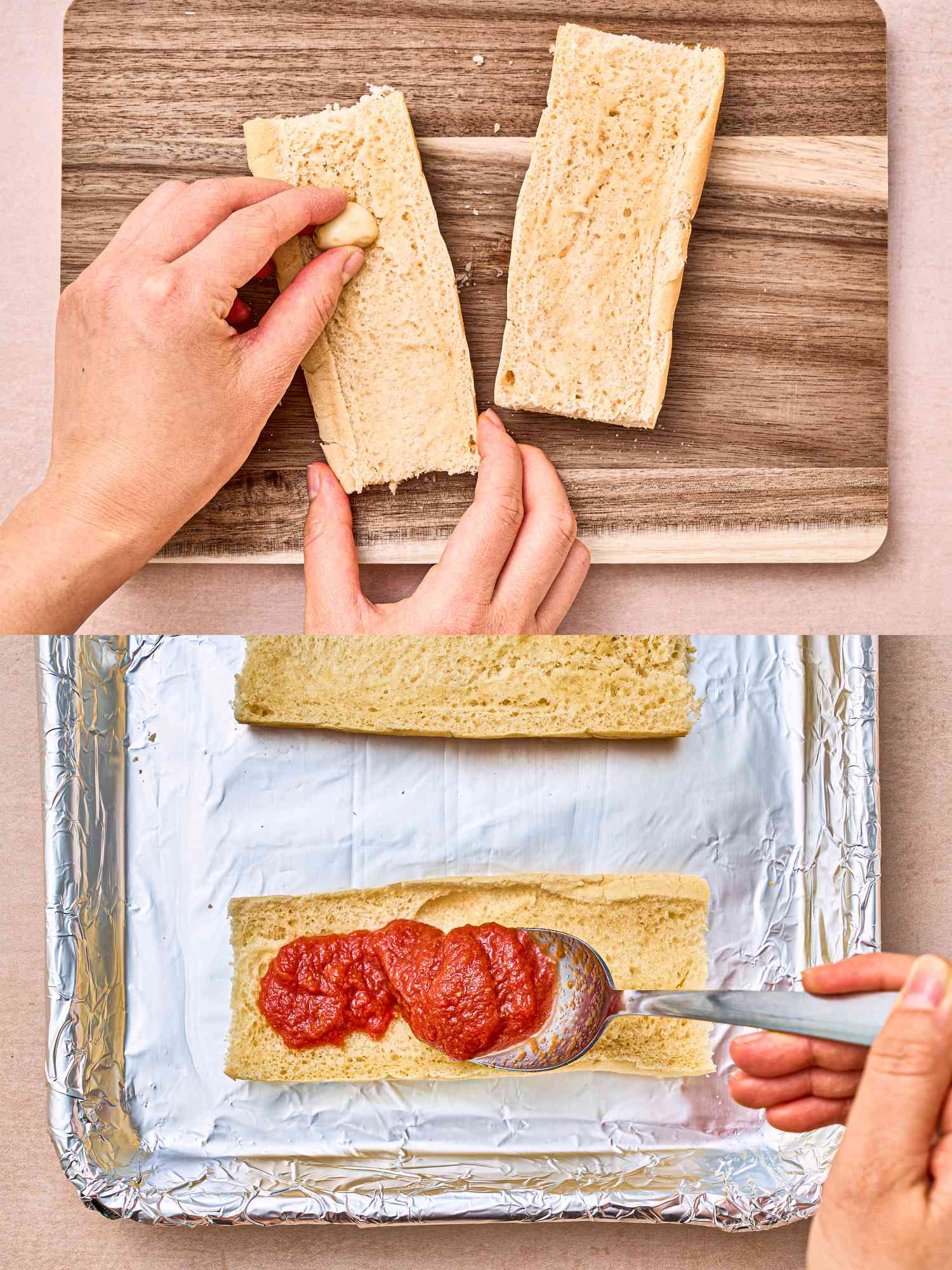 Two image collage of prepping berad