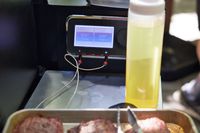 Closeup of temperature displays on the Weber Smokefire EX4 (2nd Gen) Wood Fired Pellet Grill