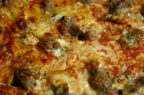 Close up of Zuppardi's sausage pie
