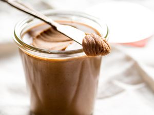 A jar of homemade Biscoff or speculoos cookie butter. 