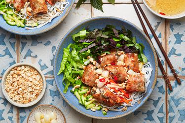 Overhead view of vermicelli Noodle Bowl