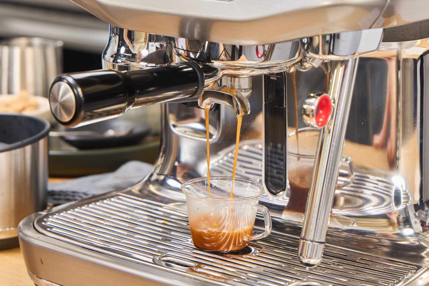 A shot of espresso made in the Breville The Oracle Jet Espresso Machine