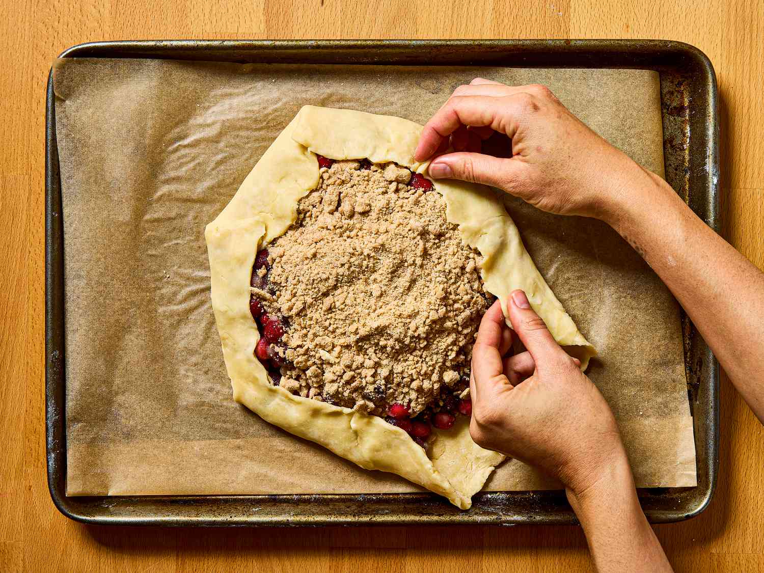 Overhead of folding edges of galette