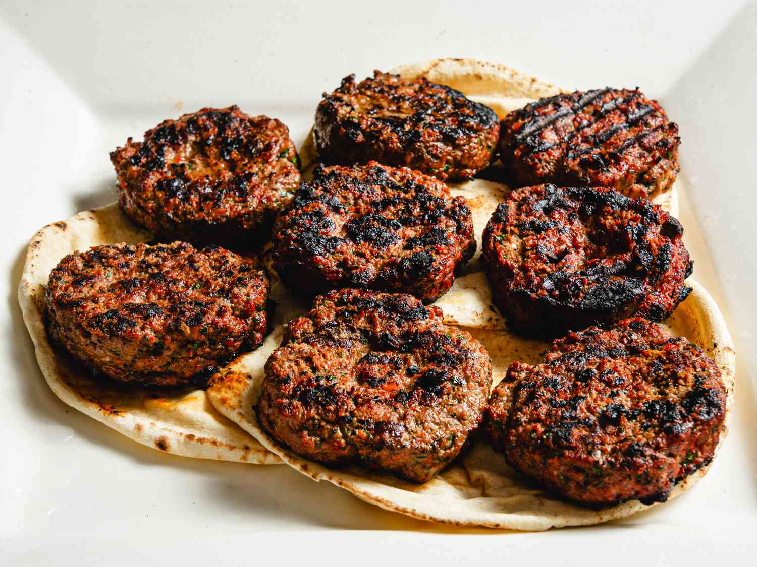 Side angle view of losh kebabs