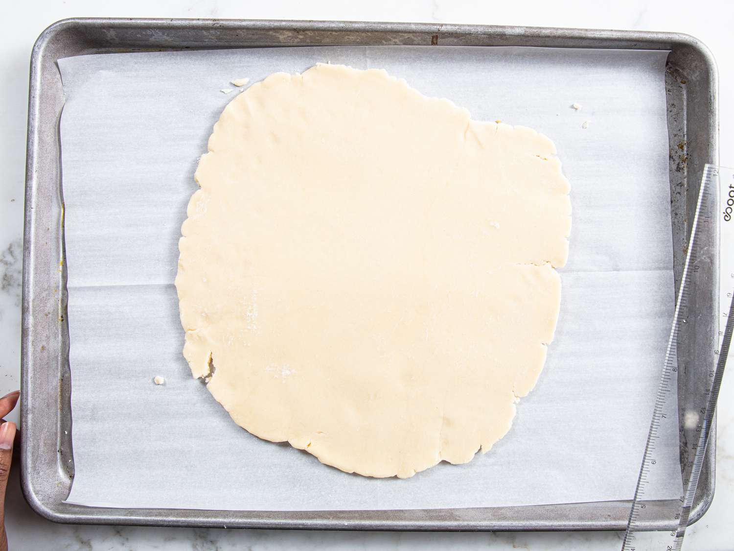 Overhead of dough rolled out