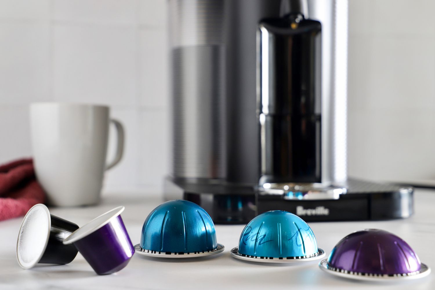 A close up of the espresso pods for the Nespresso Vertuo Coffee and Espresso Machine by Breville
