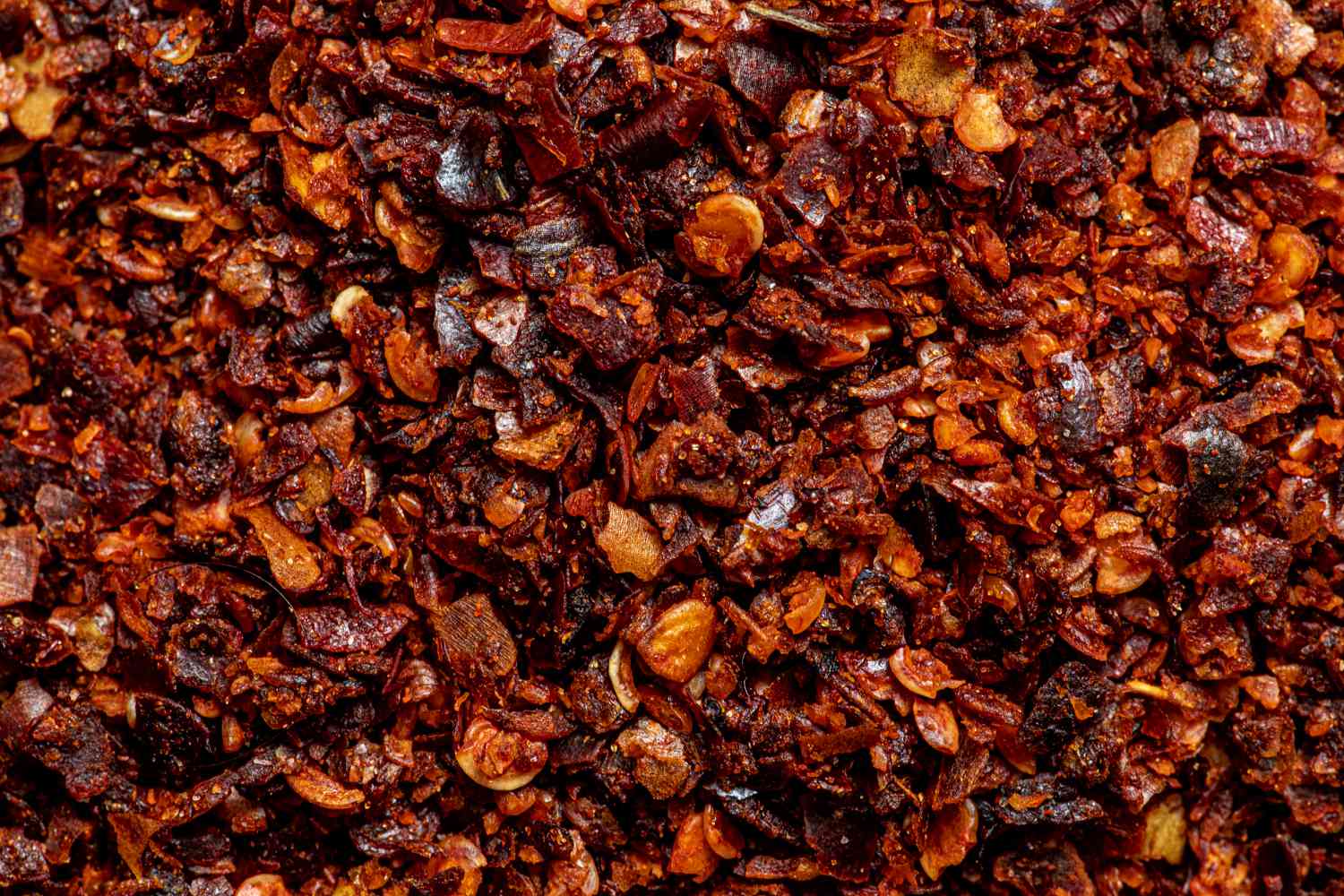 Closeup view of aleppo pepper showcasing the texture