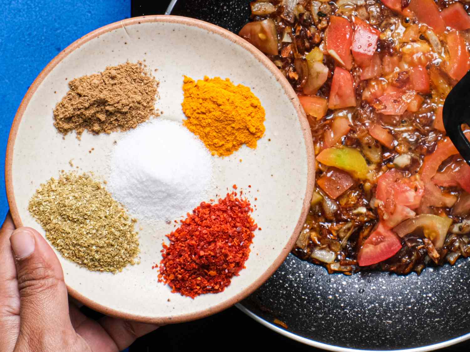 Overhead view of spices